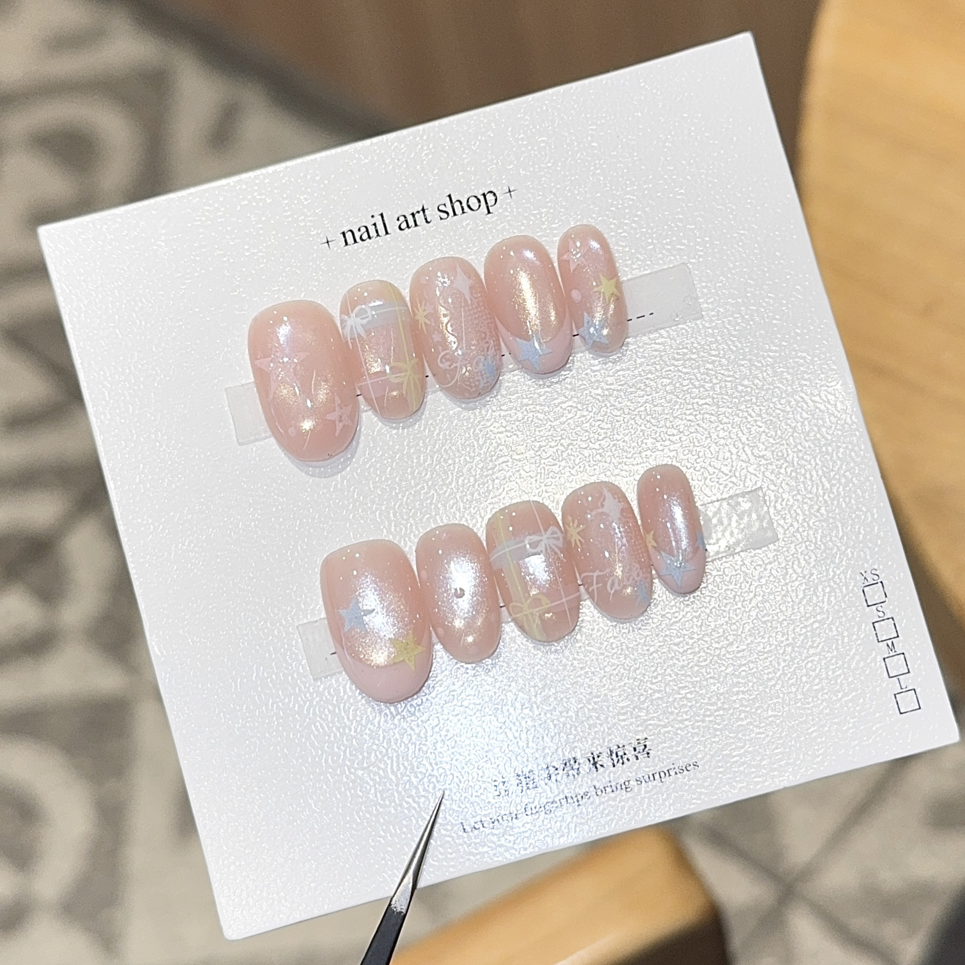 Nail Art Full Cat Eye - 10pcs Handmade Short Oval Press On