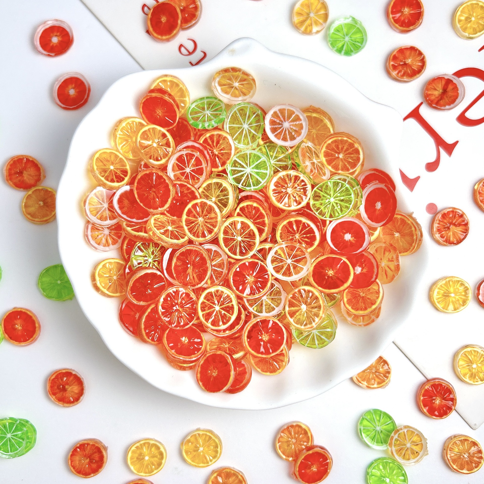 Nail Art Orange - Lemon Resin Nail Charms Parts Mixed
