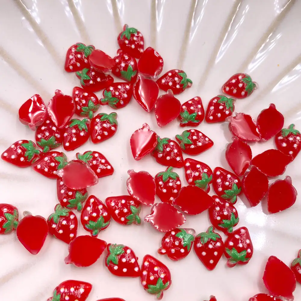 Nail Art Red - 60Pcs Glitter Resin Colorful Mini 3D