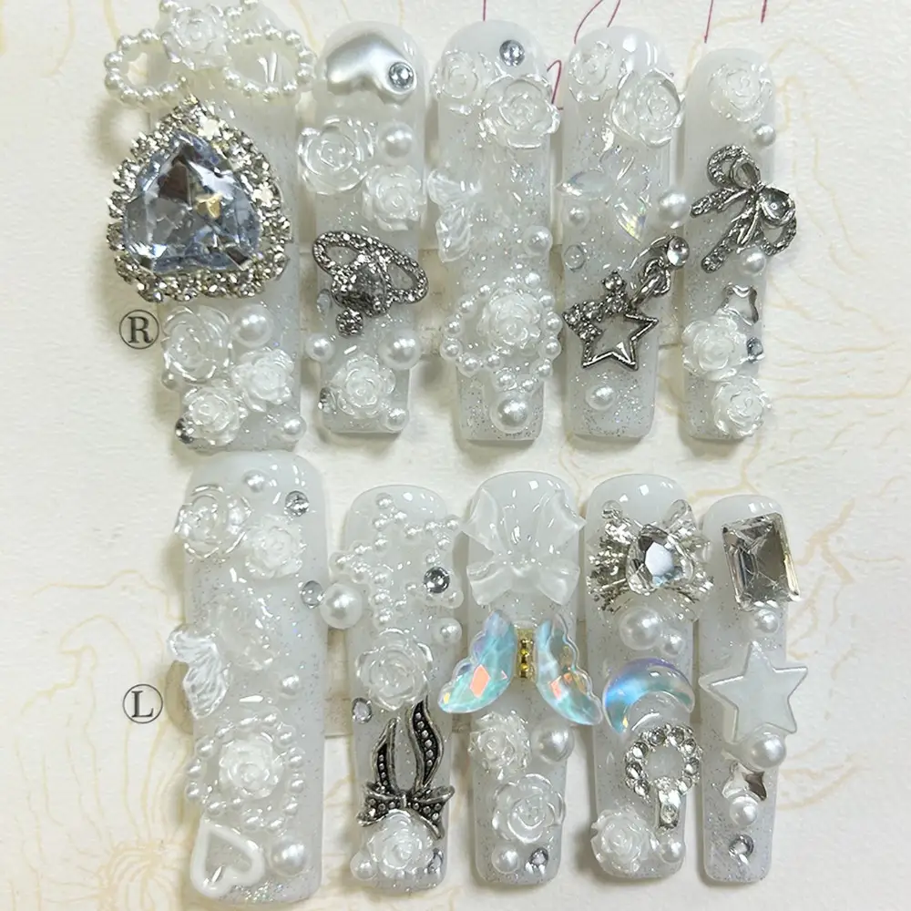 Nail Art Love - Cute Japanese Jirai White Handmade Press