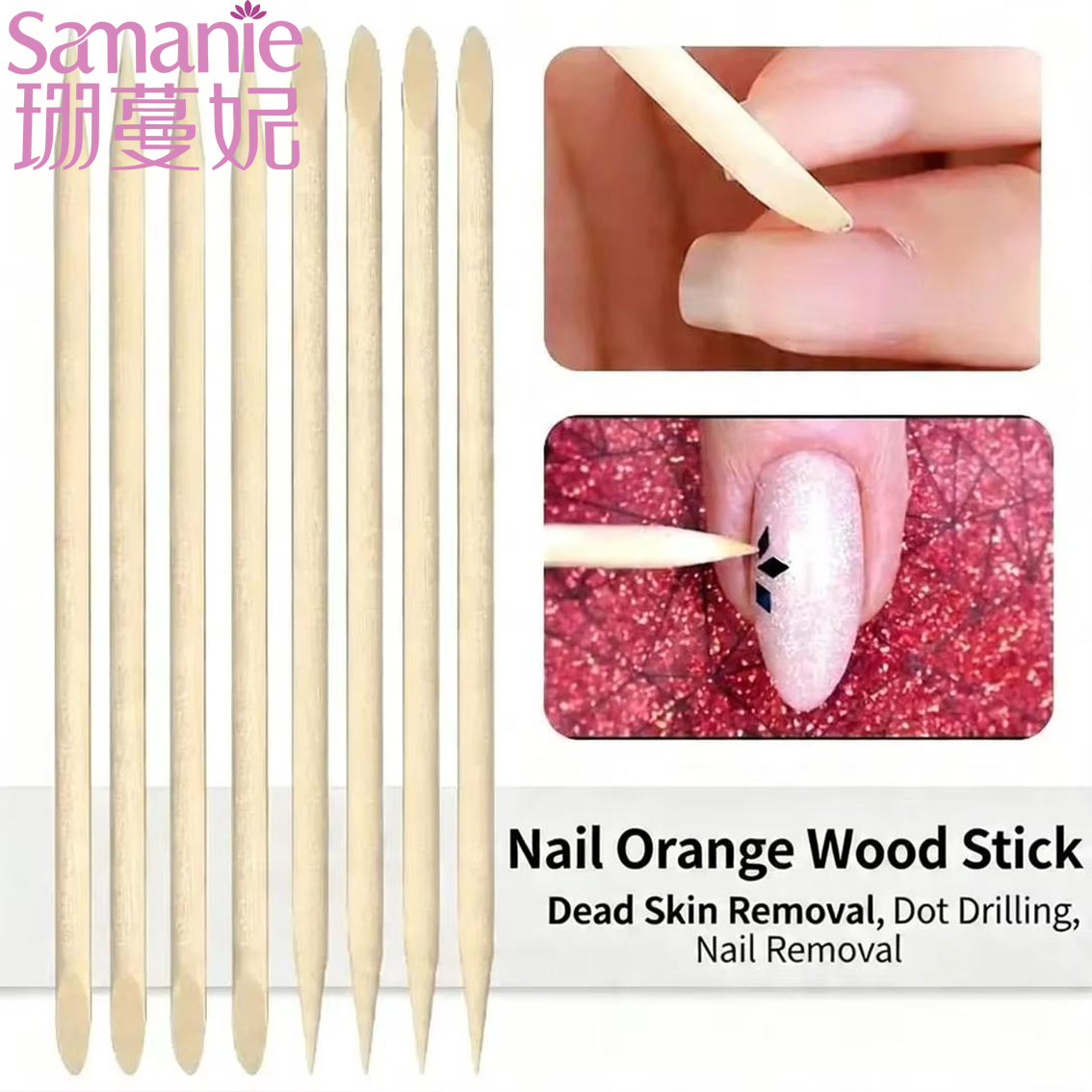 Nail Art Orange - 100pcs/Set Orange Wood Sticks Nail Care