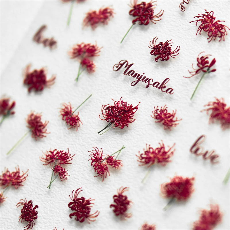 Nail Art Love - Love Red Petunia Lotus Flower Chinese