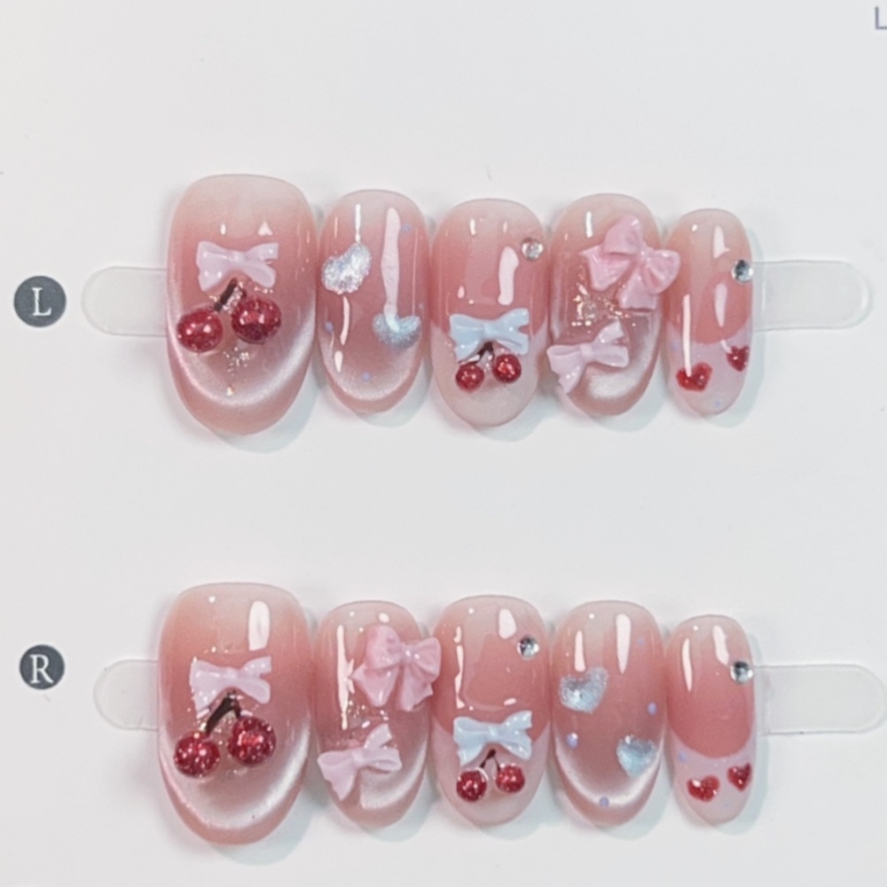 Nail Art Design - 10pcs Cat's Eye Handmade Fake Nail