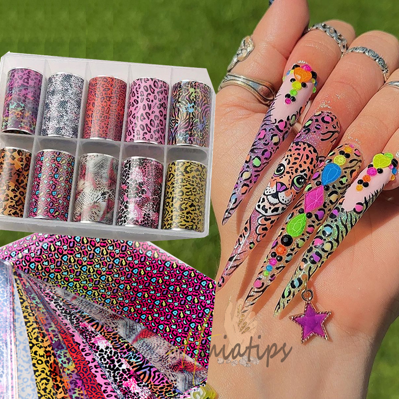 Nail Art Zebra Design - 10 Roll Luxury Pink Leopard Print