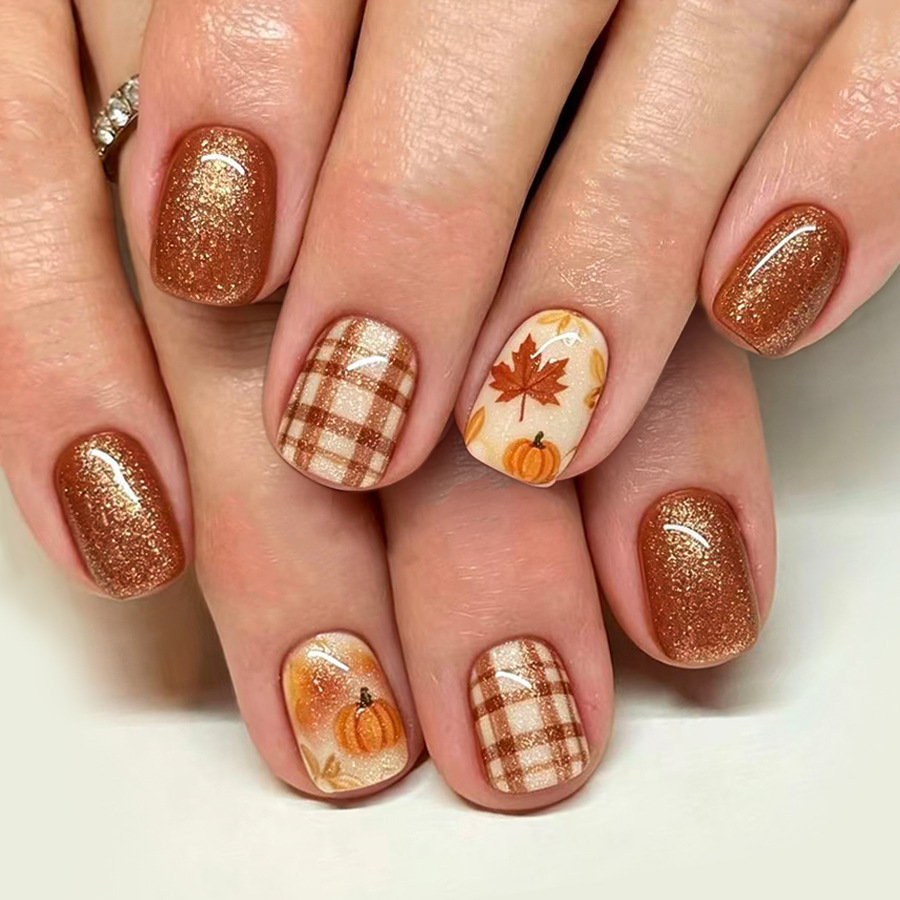 24Pcs fake nail art, short glo - Nail Art Orange avis et prix