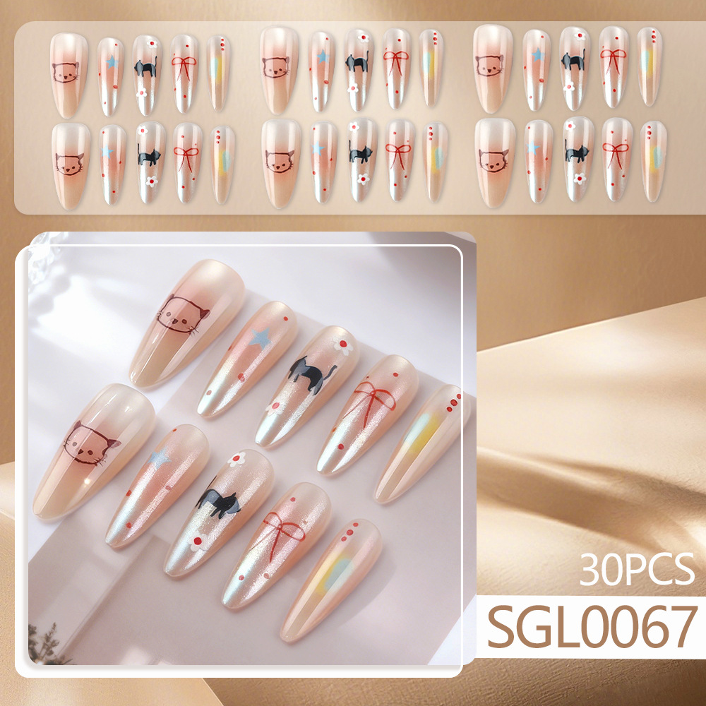 24pcs fake nail art, long almo - Nail Art Full Cat Eye avis et prix