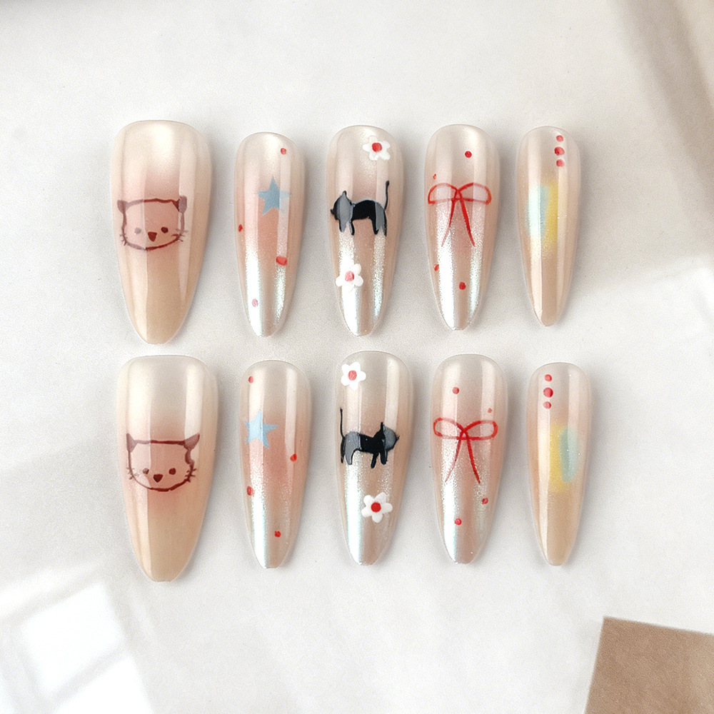 24pcs fake nail art, long almo - Nail Art Full Cat Eye avis et prix