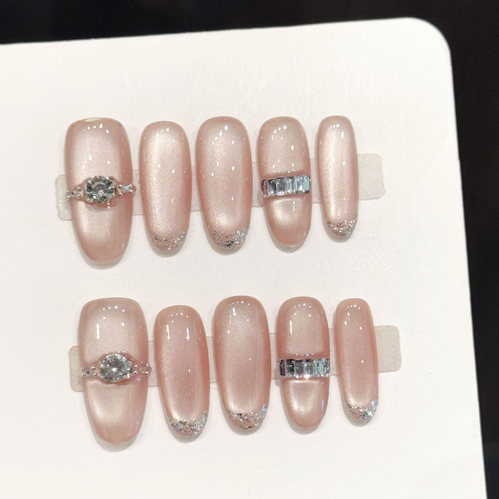 10Pcs Nude Pink Oval Head Arti - Nail Art Pink Cat Eye avis et prix