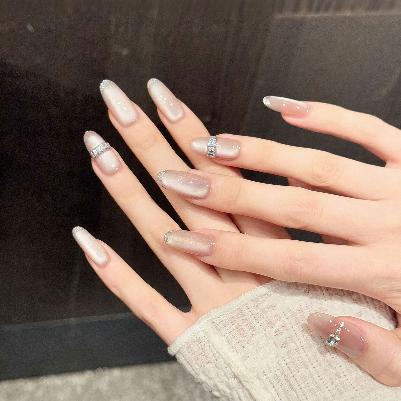 10Pcs Nude Pink Oval Head Arti - Nail Art Pink Cat Eye avis et prix