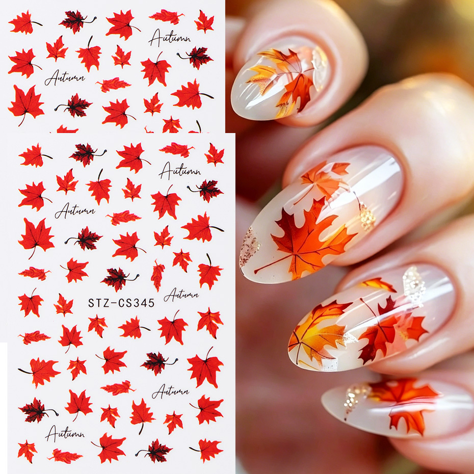 2pcs Watercolor Orange Red Map - Nail Art Orange avis et prix