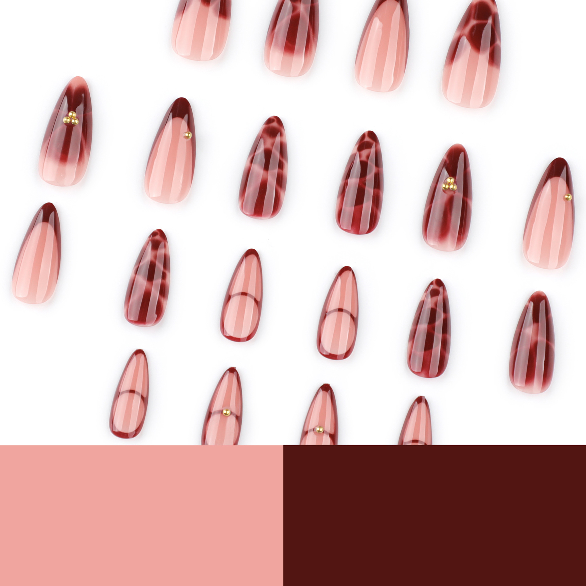 24Pcs Wine Red French Almond P - Nail Art Design avis et prix