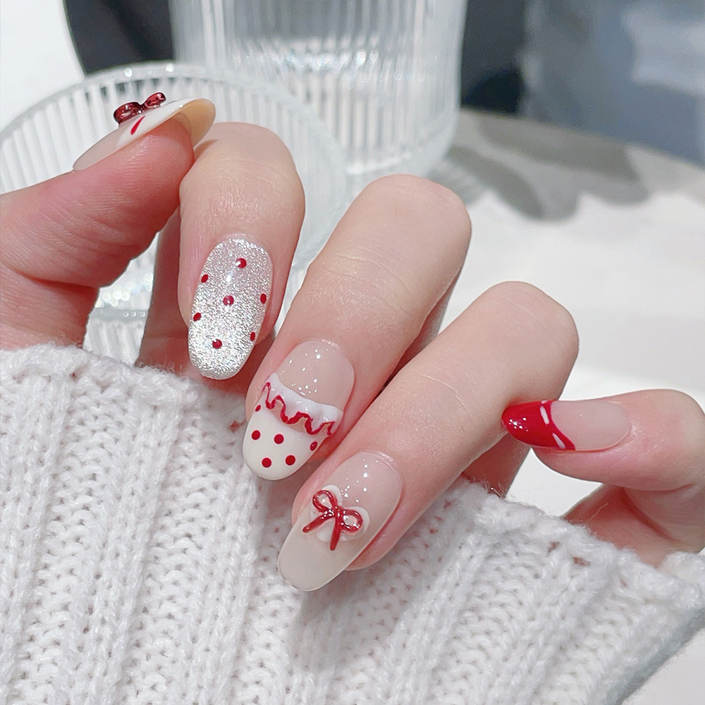 10pcs Short Oval Handmade Pres - Nail Art Red avis et prix