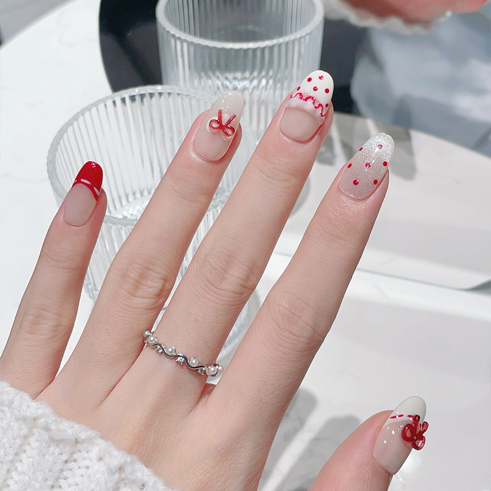 10pcs Short Oval Handmade Pres - Nail Art Red avis et prix