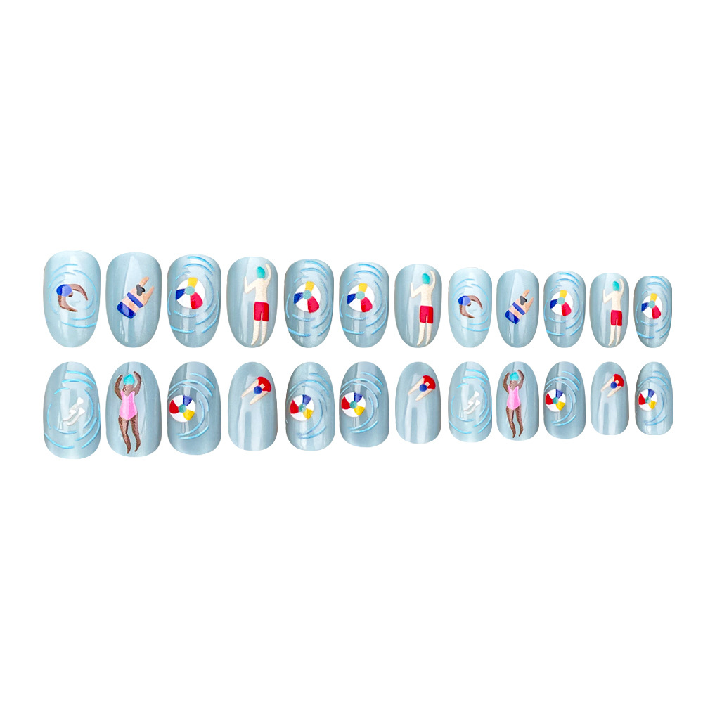 24Pcs fake nail art, light blu - Nail Art Full Cat Eye avis et prix