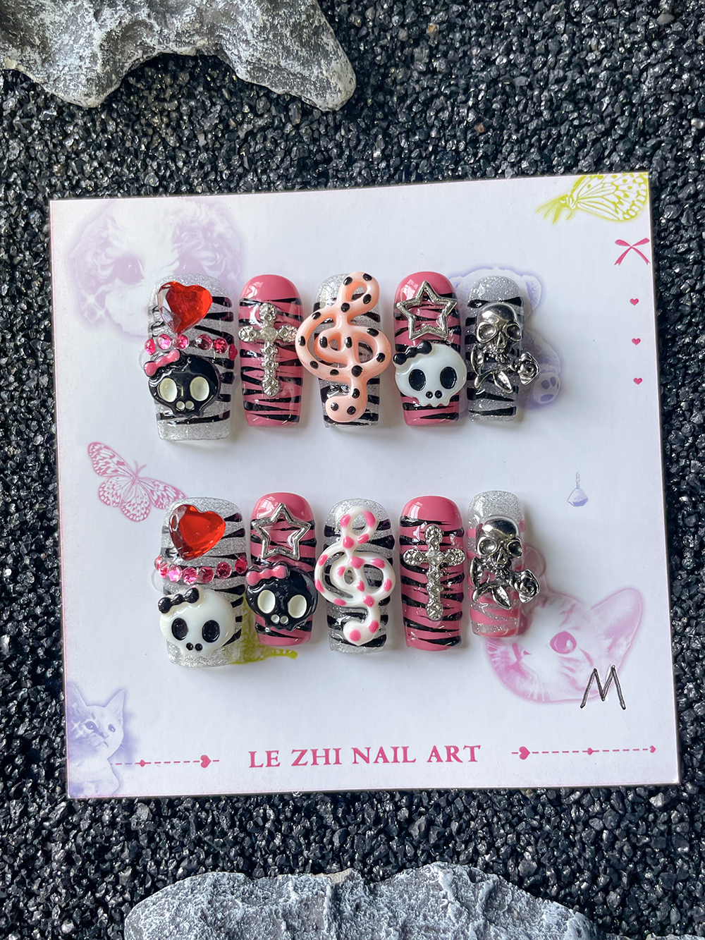Y2K Hot Girl Skull Head Press  - Nail Art Zebra Design avis et prix