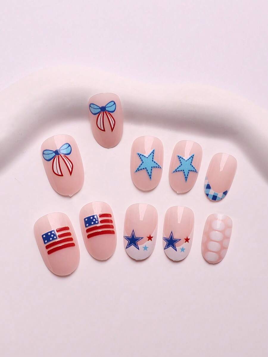 24-Piece Red White Blue Patrio - Nail Art Red avis et prix
