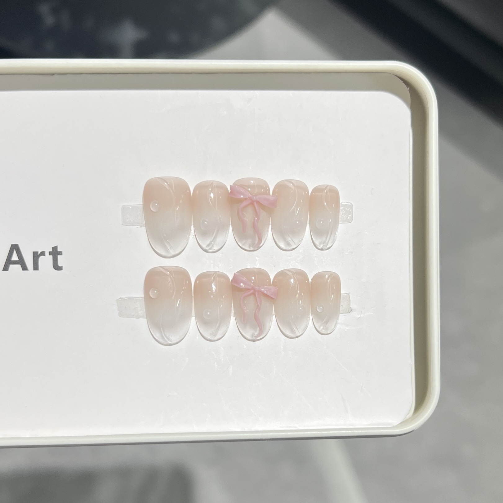 10Pcs Short Oval Pink 3D Bow F - Nail Art Love avis et prix