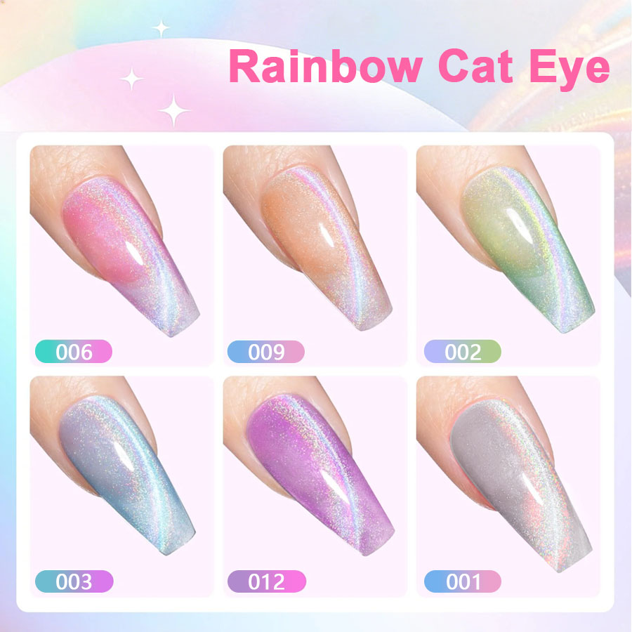 QAZIXU 1/6 Pcs Rainbow Cat Eye - Nail Art Pink Cat Eye avis et prix