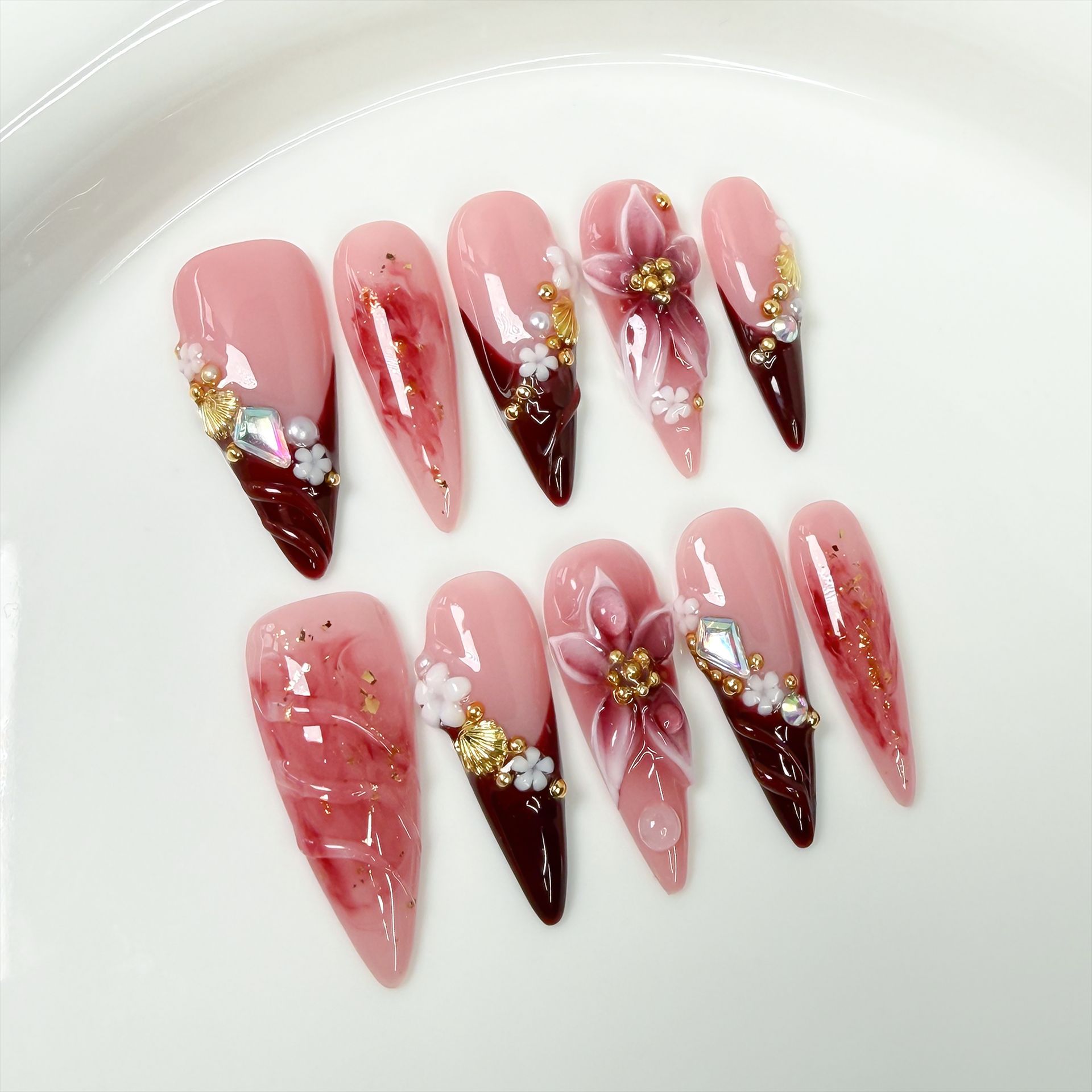 10Pcs Retro Long Stiletto Fake - Nail Art Design avis et prix