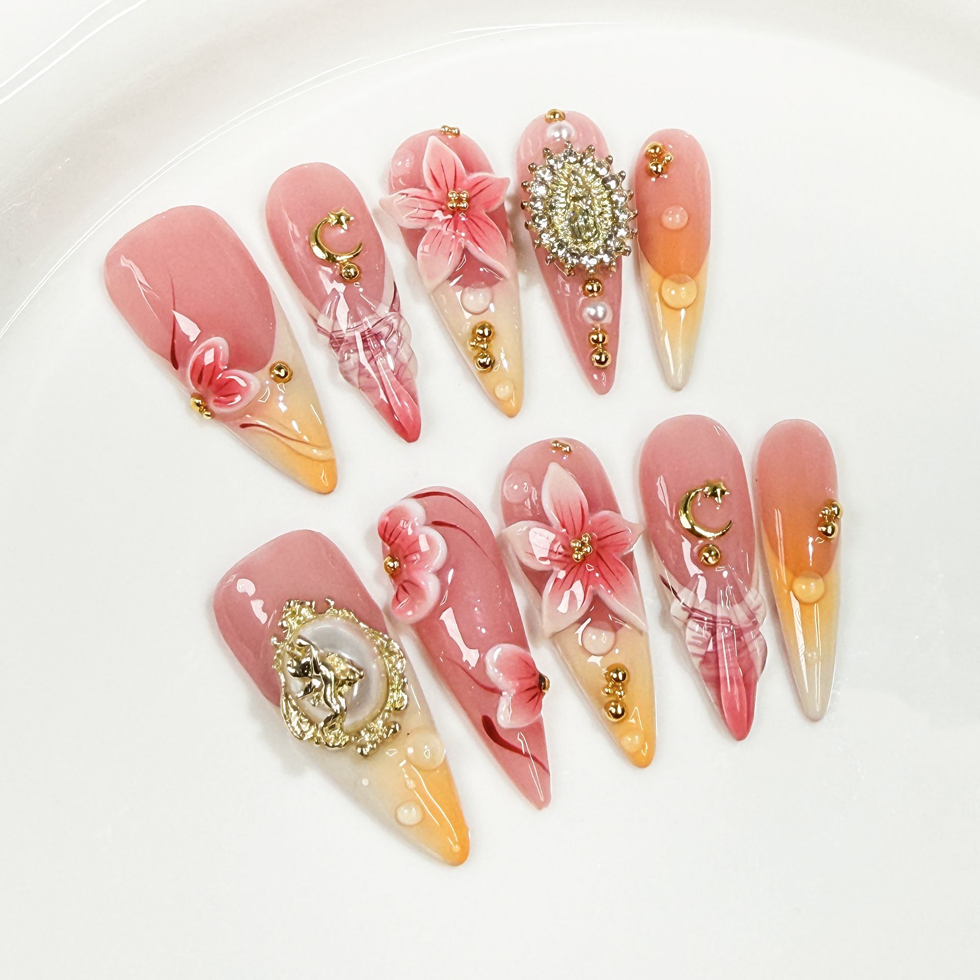 10Pcs Retro Long Stiletto Fake - Nail Art Design avis et prix