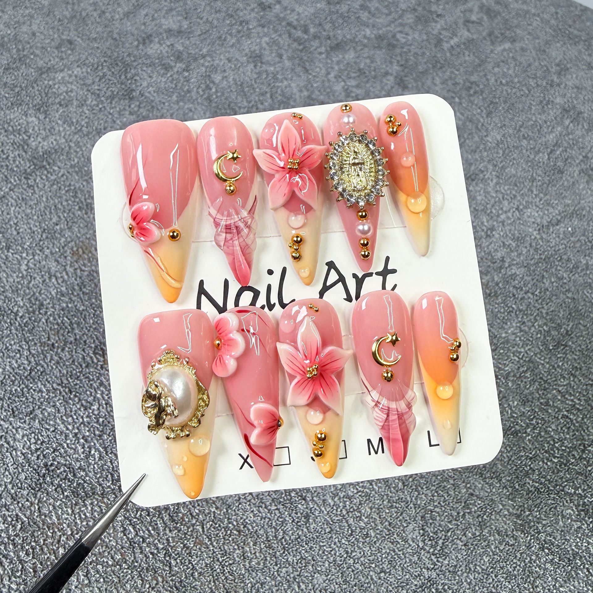 10Pcs Retro Long Stiletto Fake - Nail Art Design avis et prix