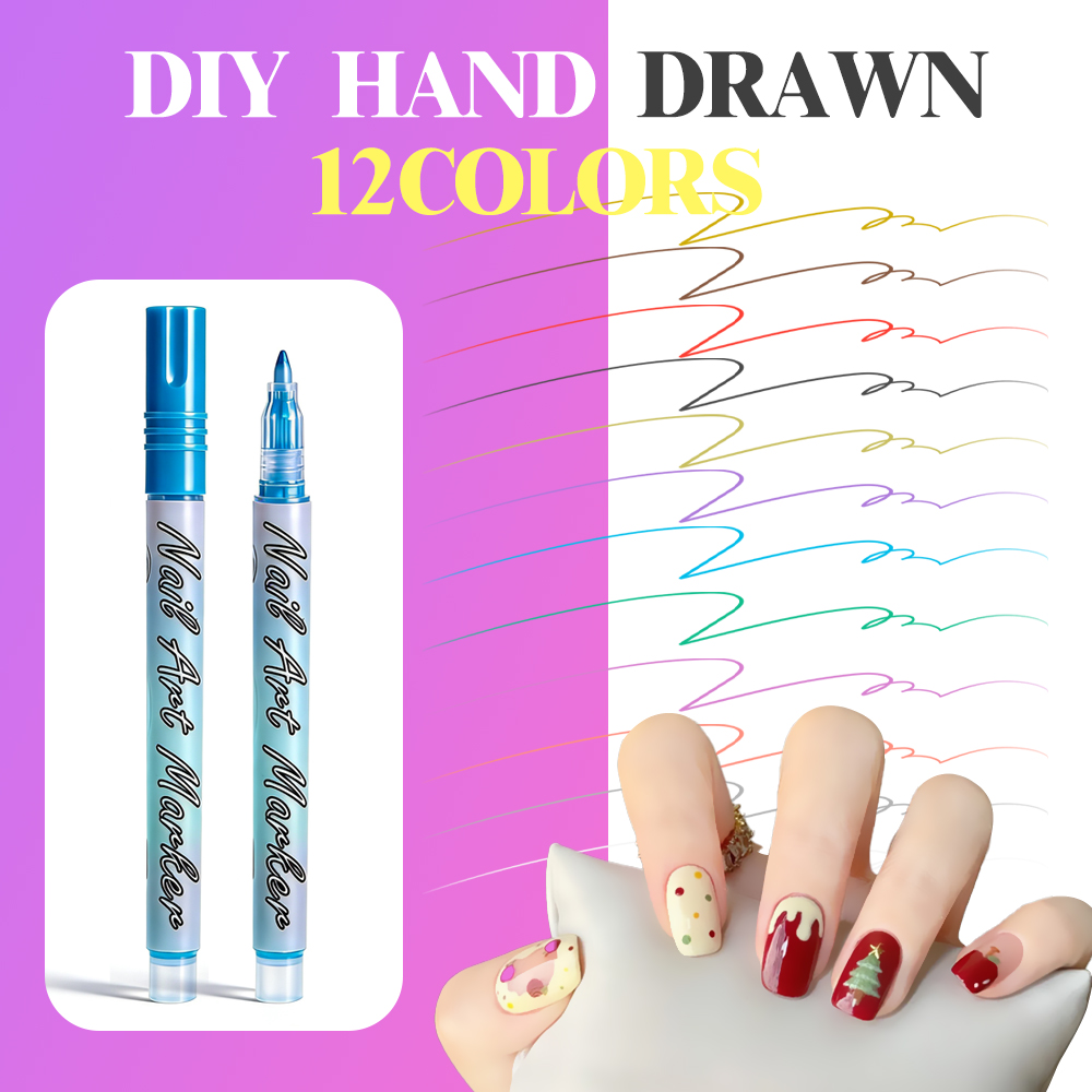 12-Color 0.7mm Nail Art Pens,  - Nail Art One Stroke avis et prix