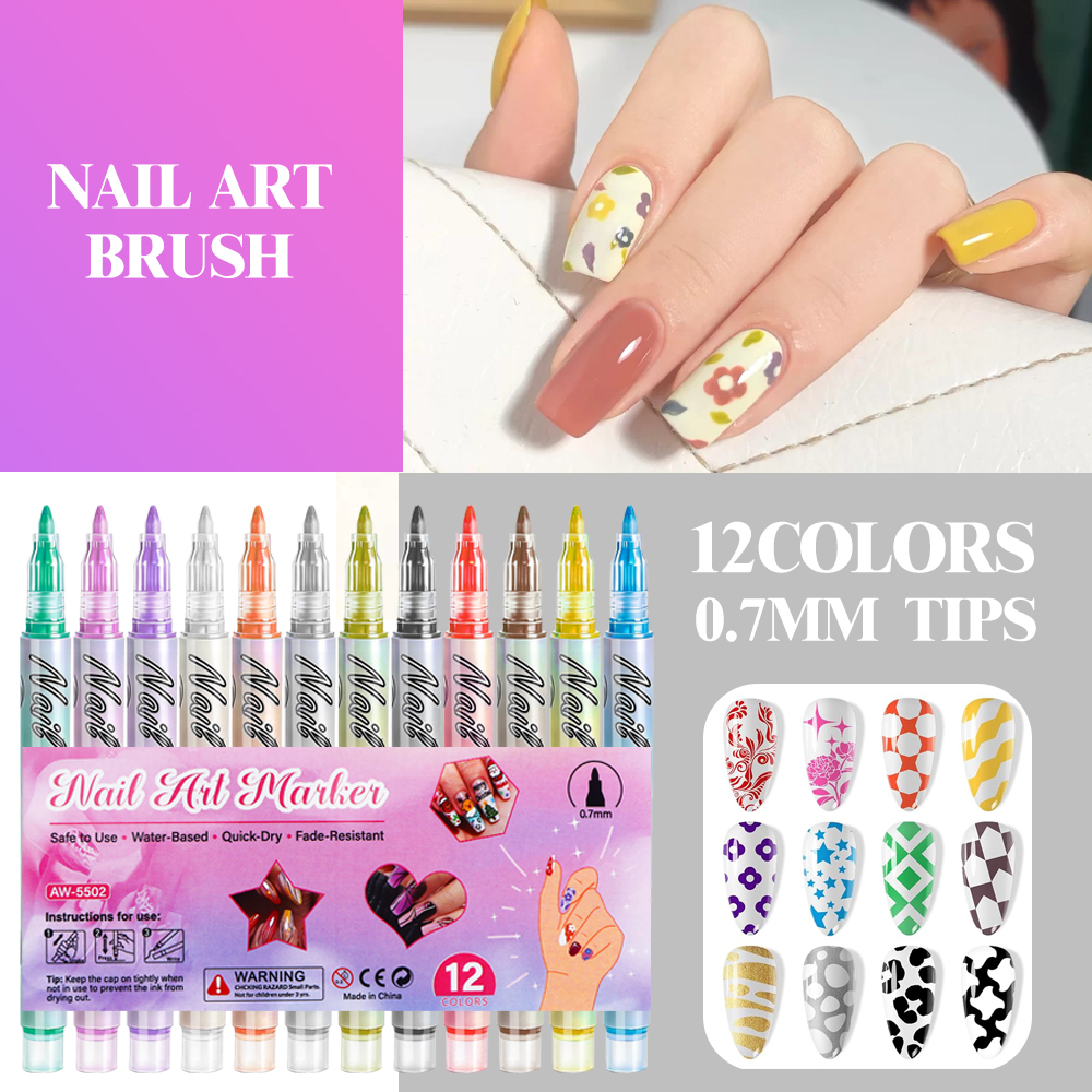 12-Color 0.7mm Nail Art Pens,  - Nail Art One Stroke avis et prix