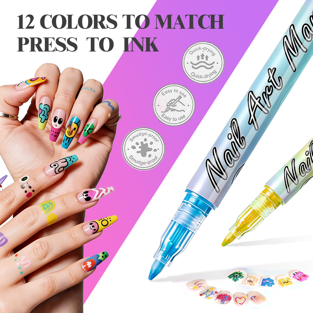 12-Color 0.7mm Nail Art Pens,  - Nail Art One Stroke avis et prix