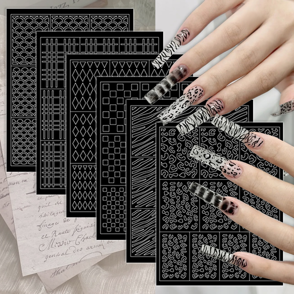 3 to 30 Sheets Black Line Geom - Nail Art Zebra Design avis et prix