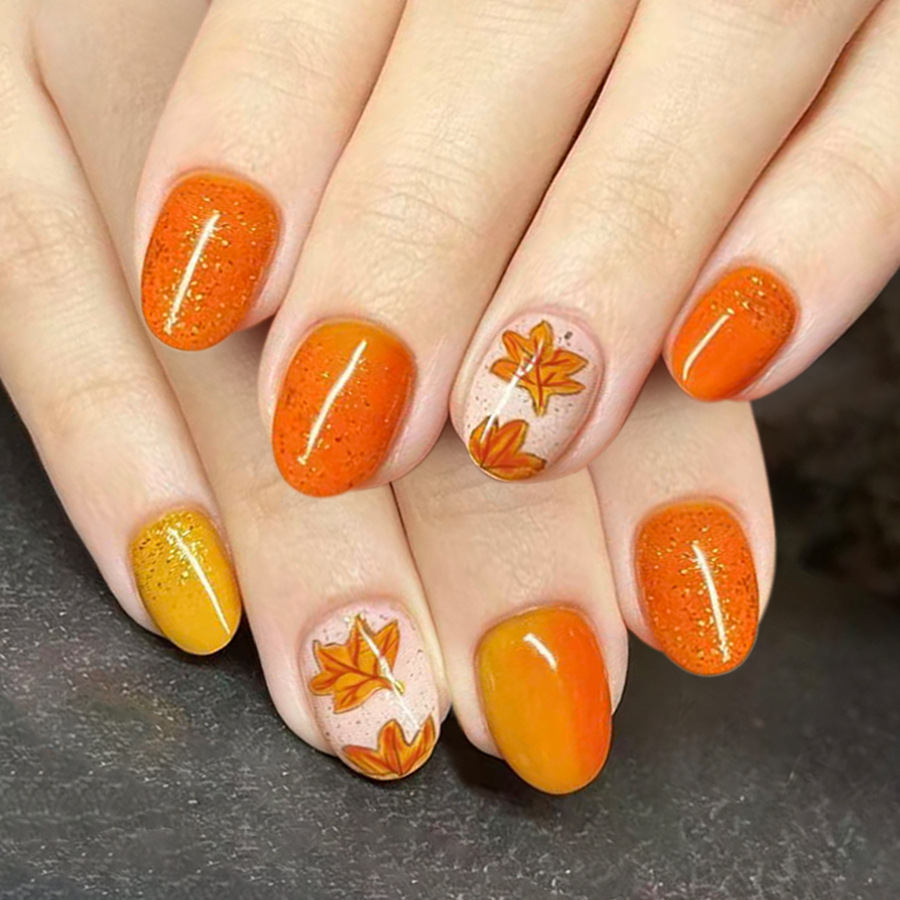 24pcs fake nail art, short ova - Nail Art Orange avis et prix