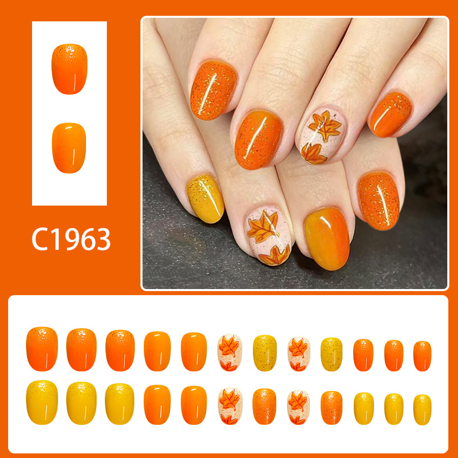 24pcs fake nail art, short ova - Nail Art Orange avis et prix