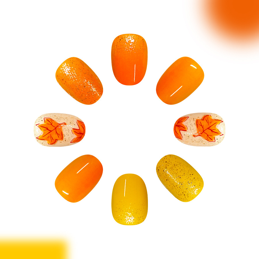 24pcs fake nail art, short ova - Nail Art Orange avis et prix
