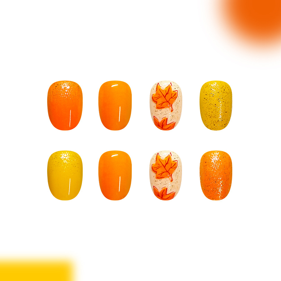 24pcs fake nail art, short ova - Nail Art Orange avis et prix