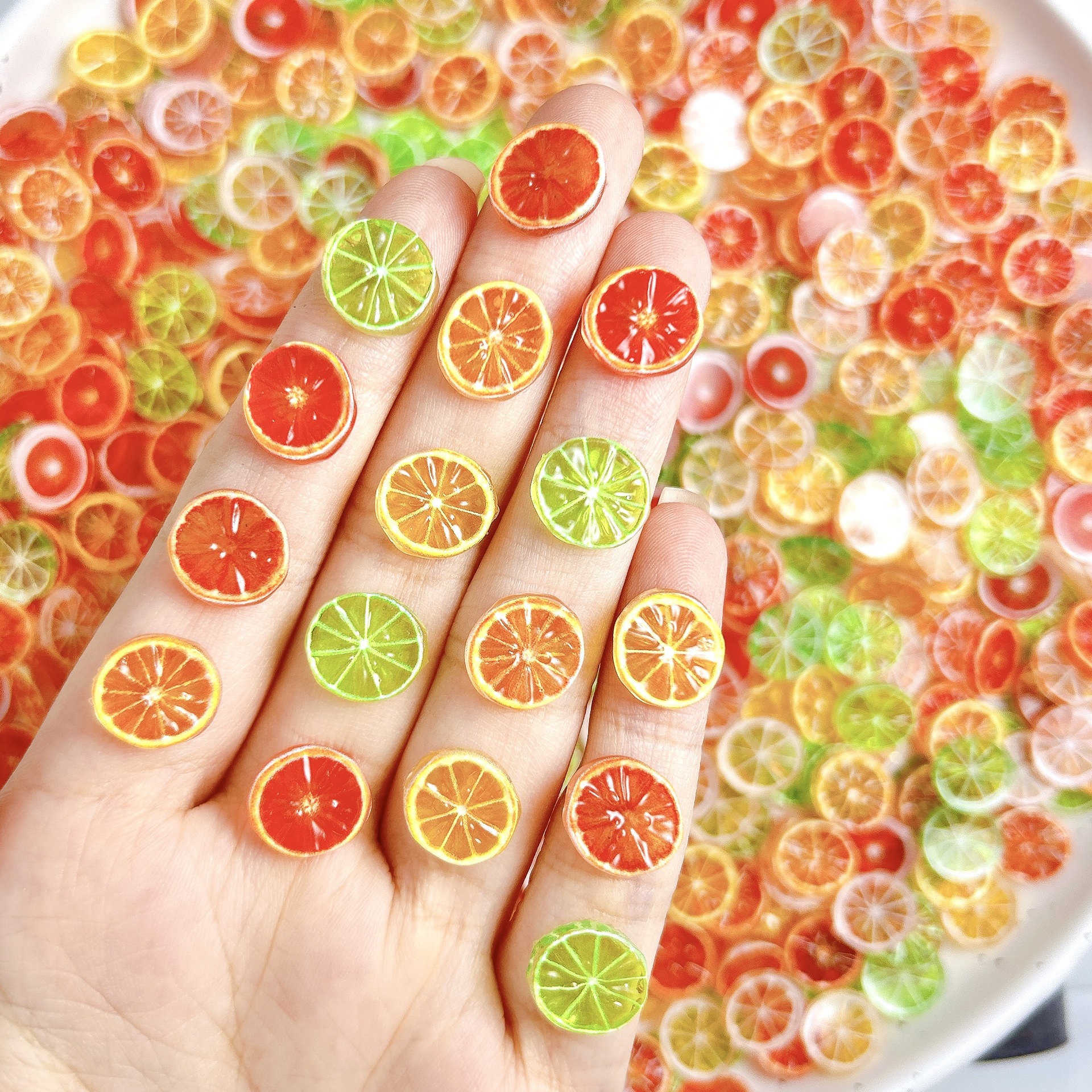 Lemon Resin Nail Charms Parts  - Nail Art Orange avis et prix