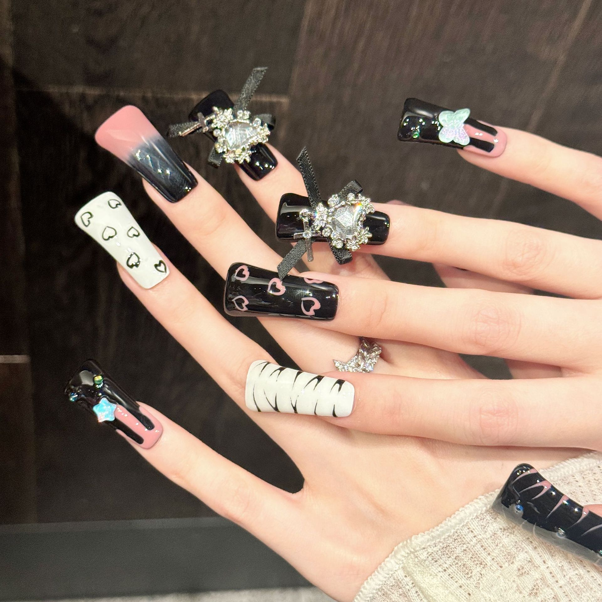 10pcs Pure Hand Pressed Long D - Nail Art Love avis et prix