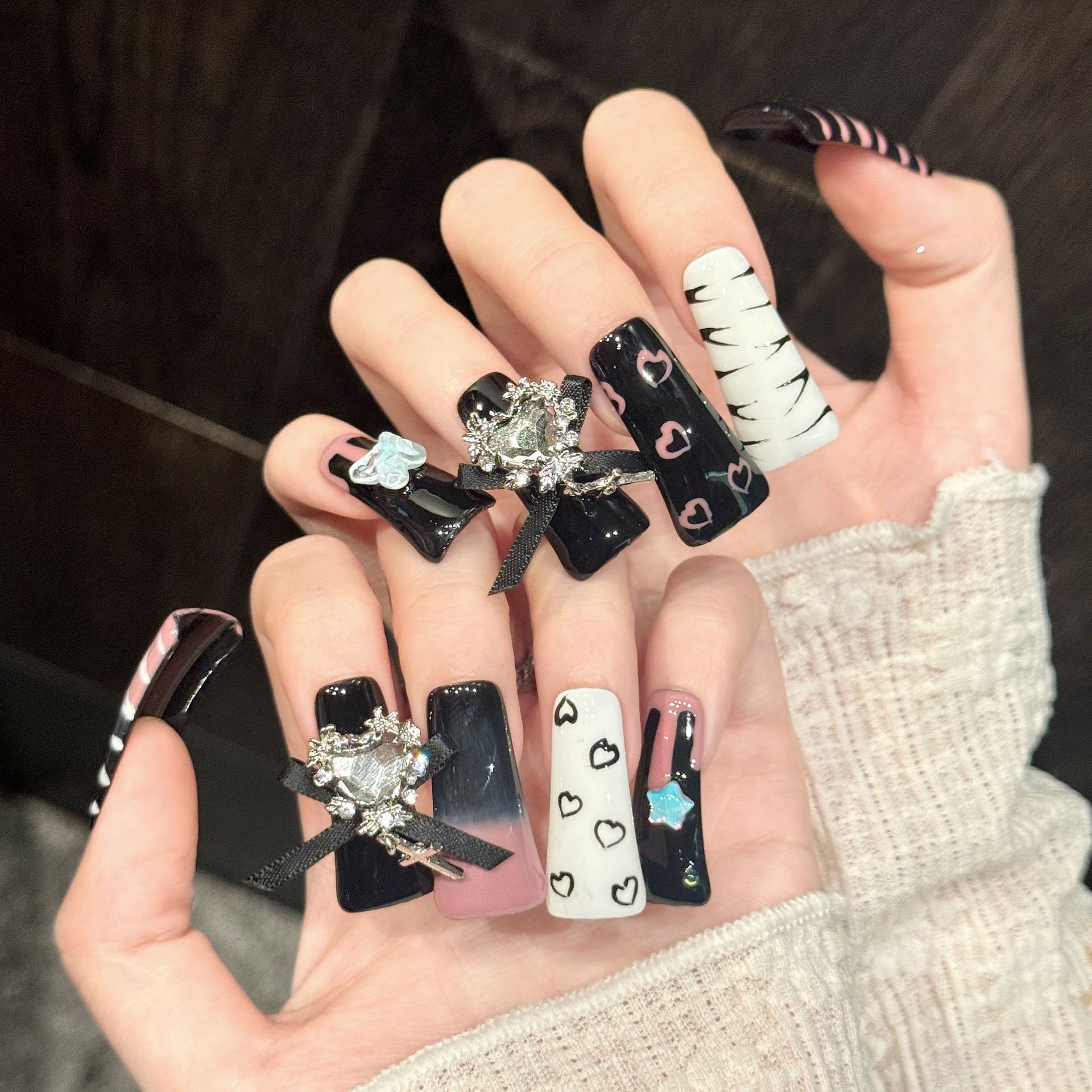 10pcs Pure Hand Pressed Long D - Nail Art Love avis et prix
