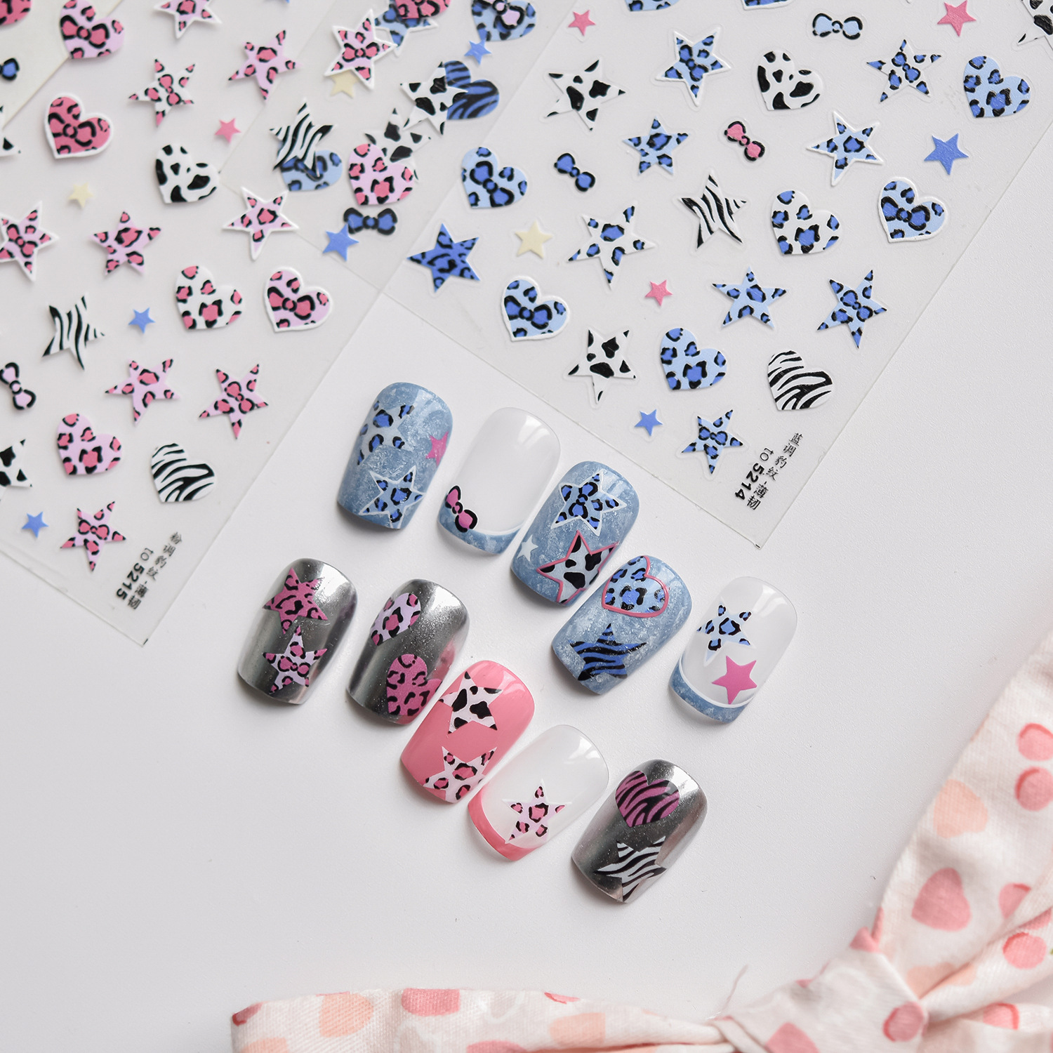 Blue And Pink Star Shaped Hear - Nail Art Zebra Design avis et prix