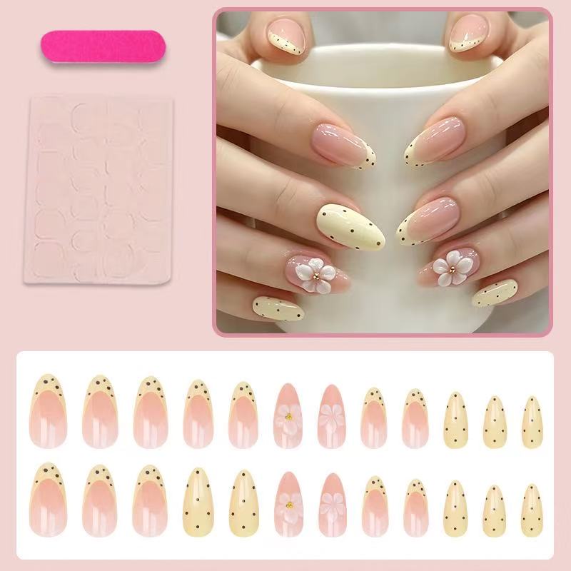 24PCS Cream-colored polka-dot  - Nail Art Design avis et prix