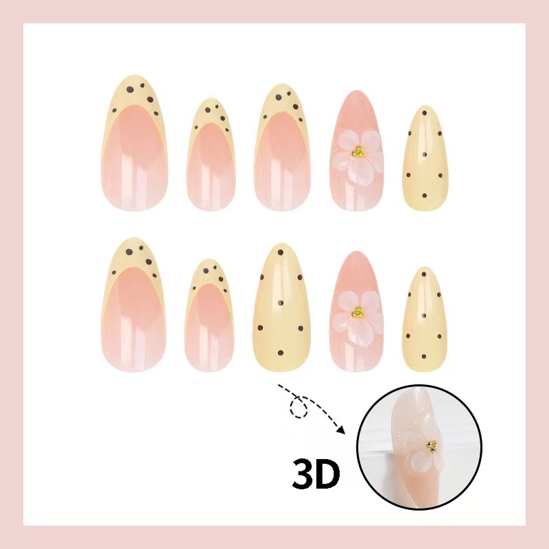 24PCS Cream-colored polka-dot  - Nail Art Design avis et prix
