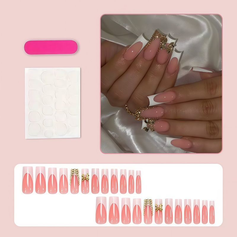 24PCS nail kit featuring a gol - Nail Art Design avis et prix