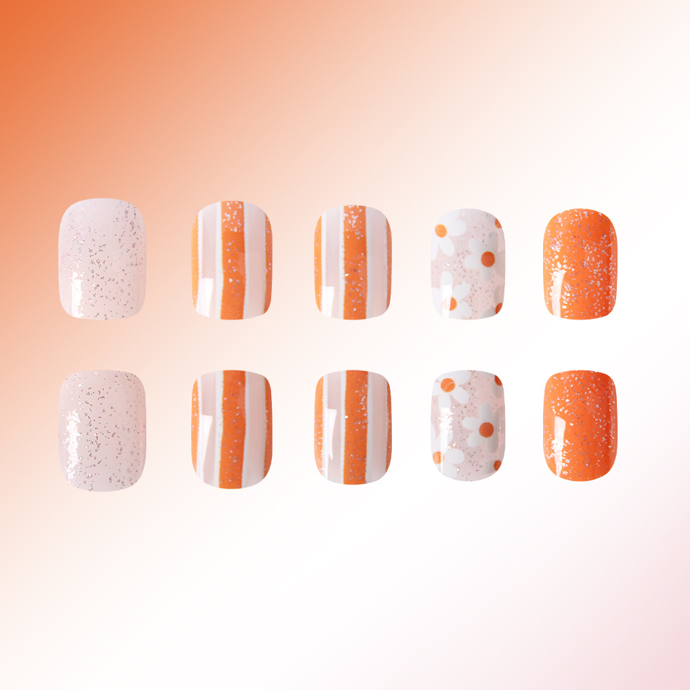 24Pcs fake nail art, spring an - Nail Art Orange avis et prix