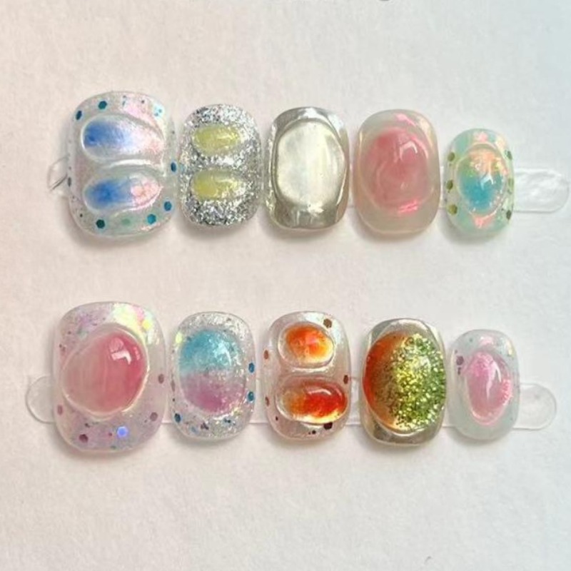 10Pcs Cute Short Round Handmad - Nail Art Design avis et prix