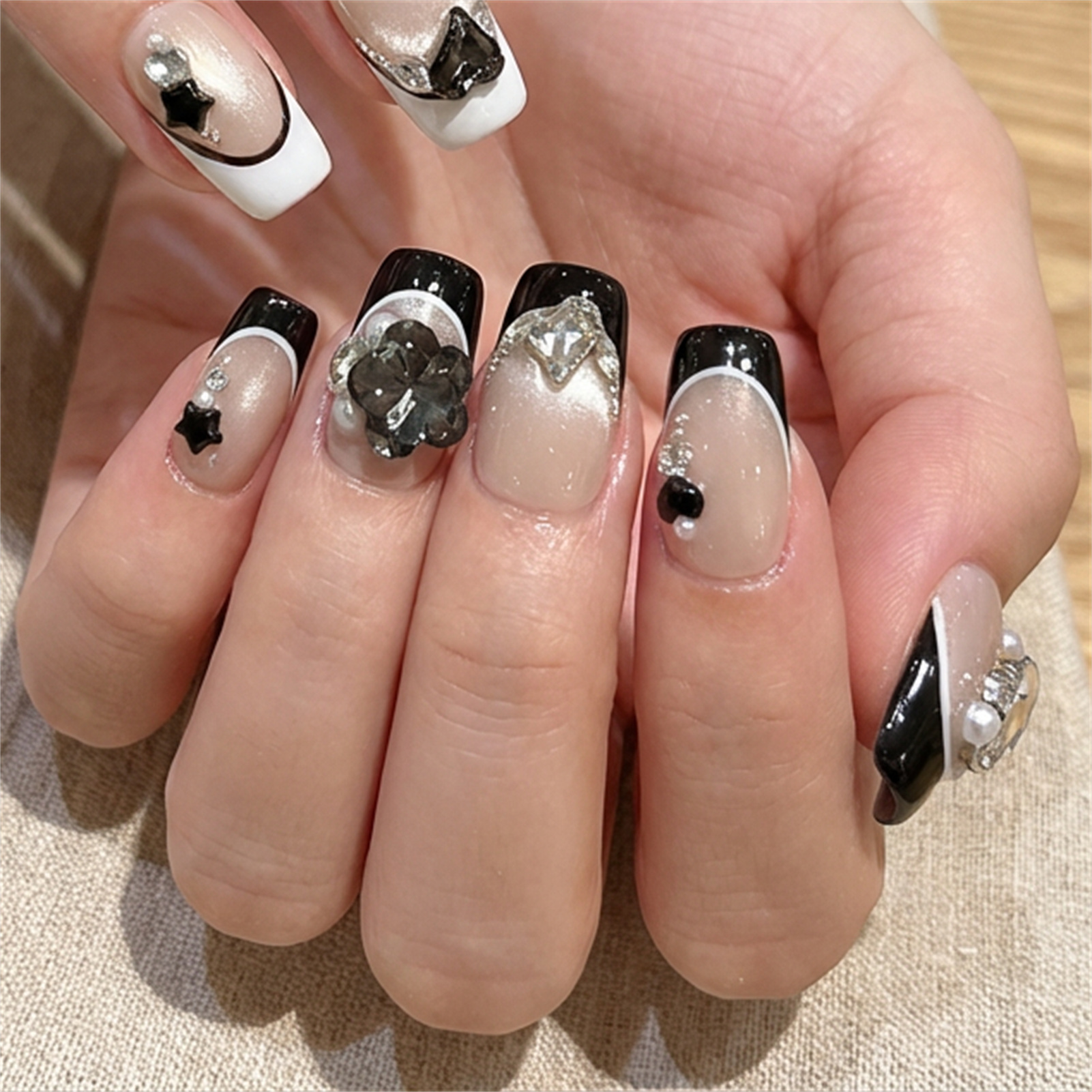 10pcs Black Cat Eyes Press on  - Nail Art Full Cat Eye avis et prix