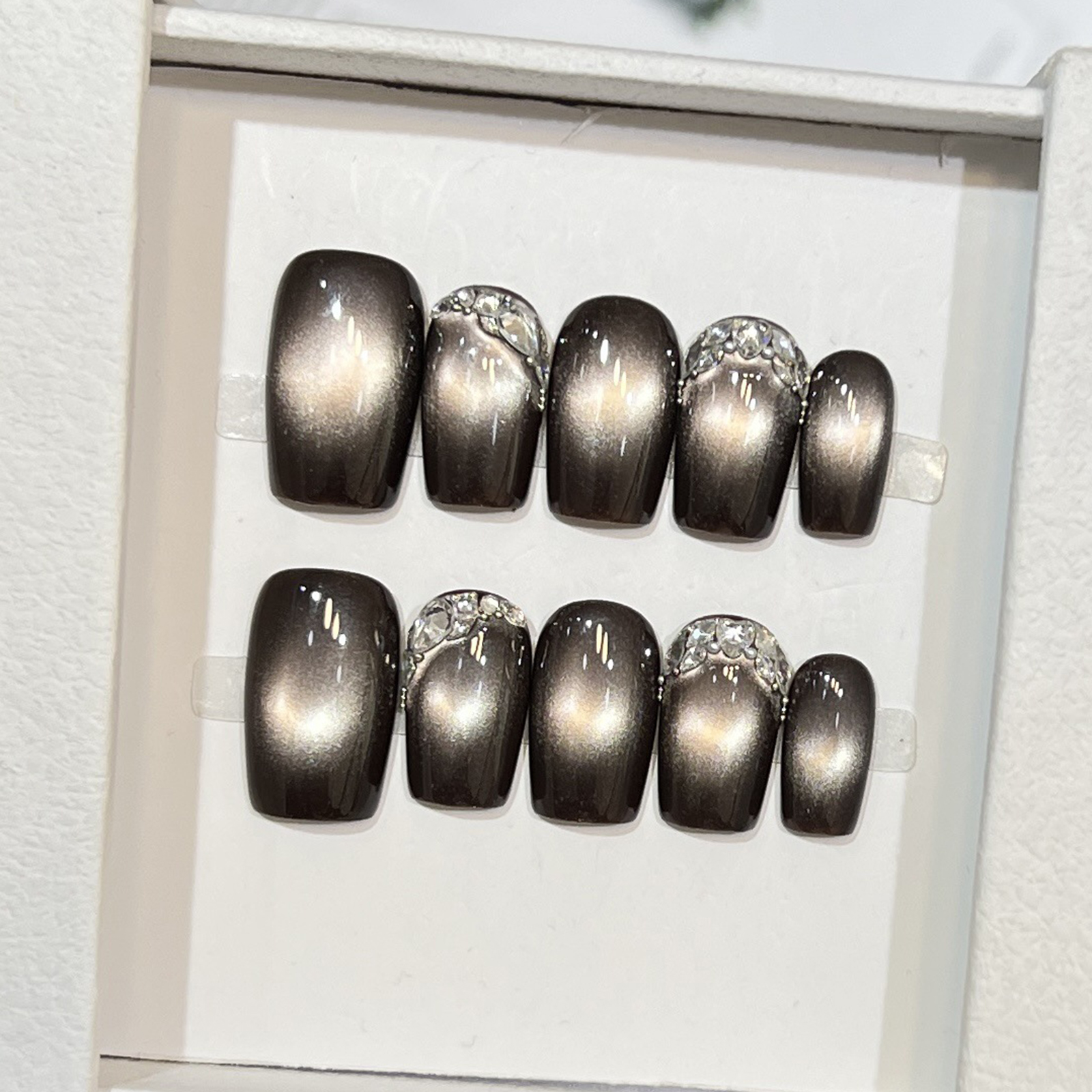 10pcs Black Cat Eyes Press on  - Nail Art Full Cat Eye avis et prix