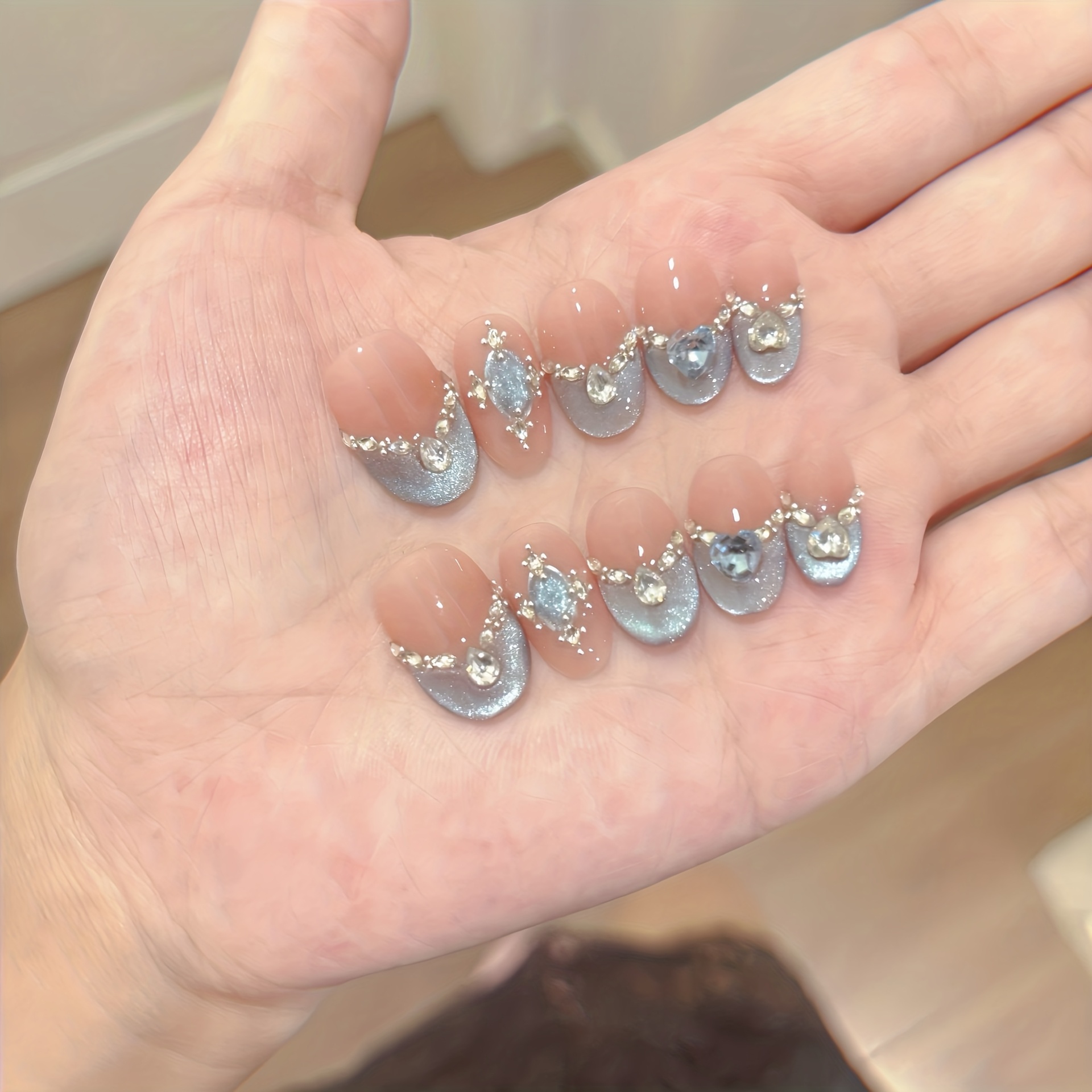 10pcs Handmade Press-on Nail S - Nail Art Full Cat Eye avis et prix