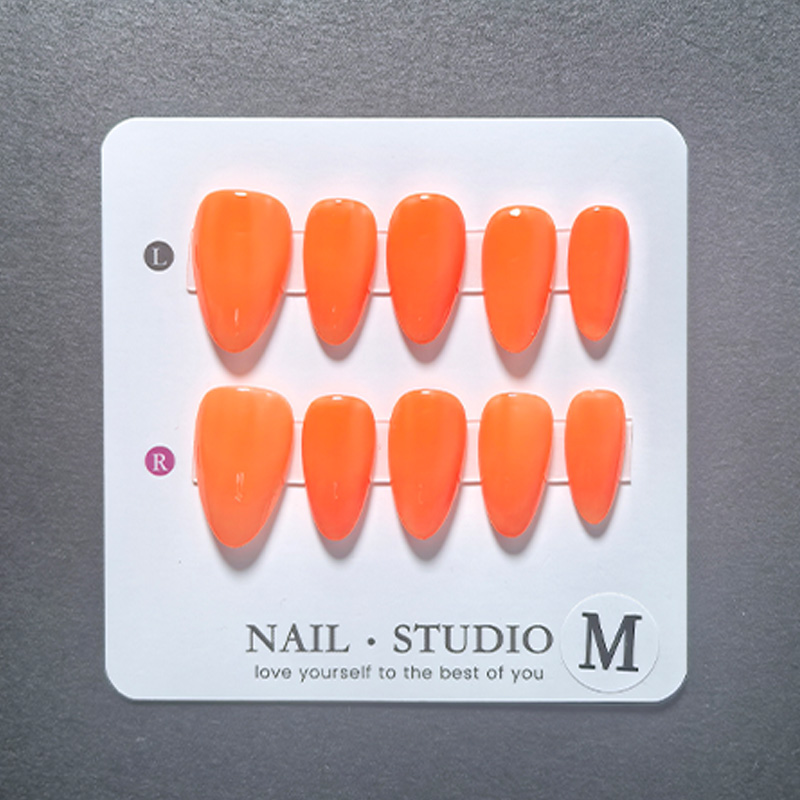 10pcs Almond Press on Nails Ha - Nail Art Orange avis et prix