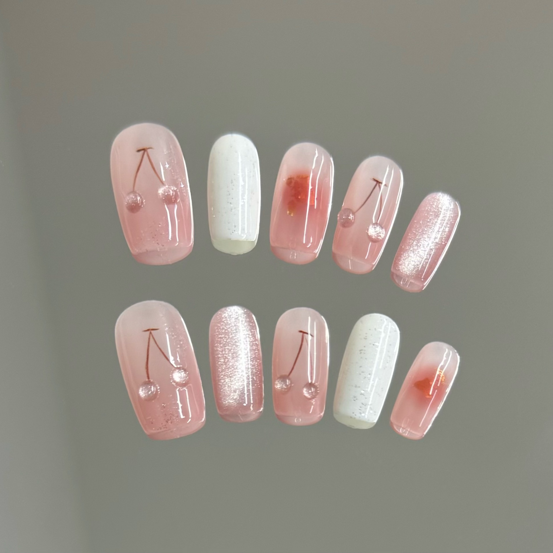 10pcs Pink Cat-Eye Handmade Na - Nail Art Full Cat Eye avis et prix