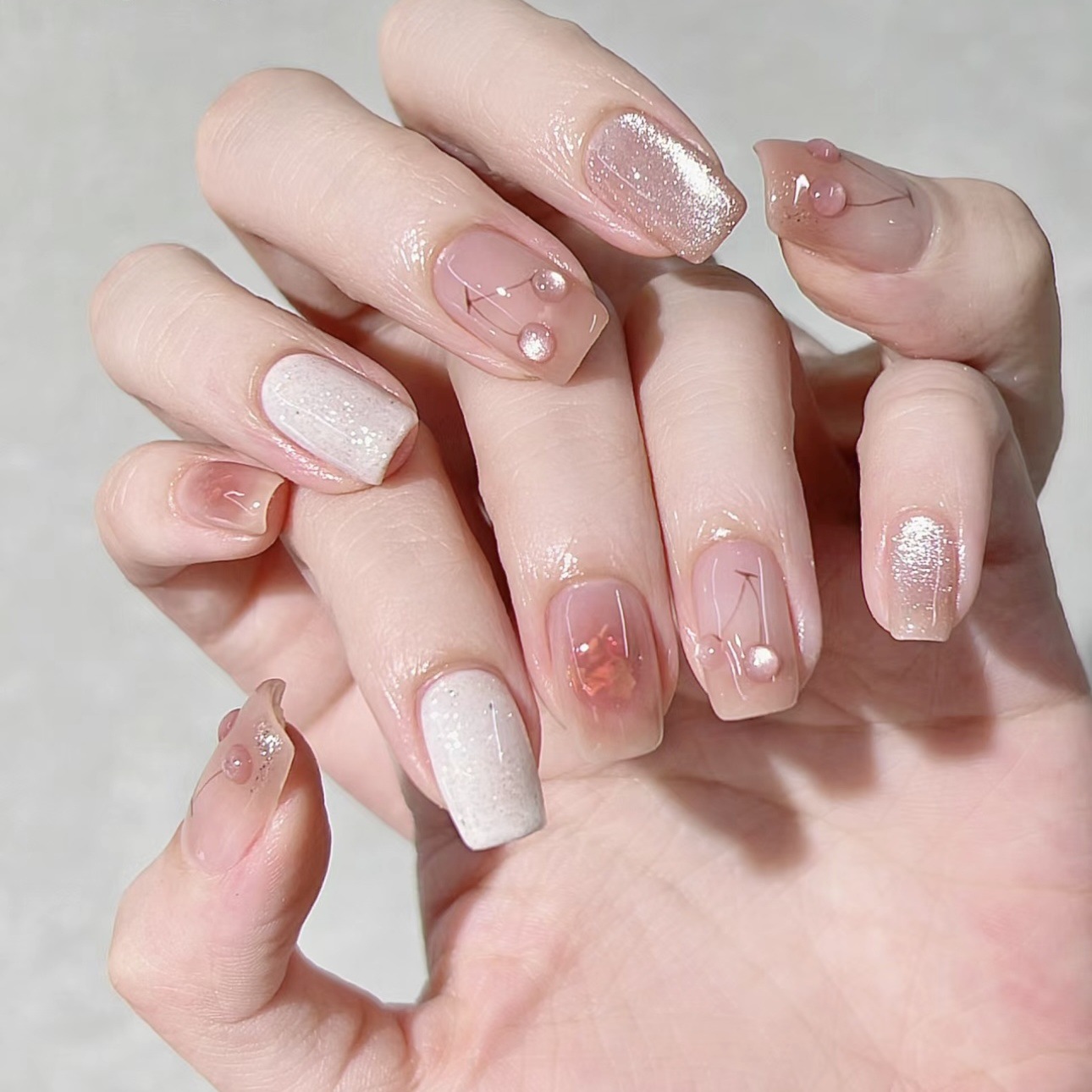 10pcs Pink Cat-Eye Handmade Na - Nail Art Full Cat Eye avis et prix