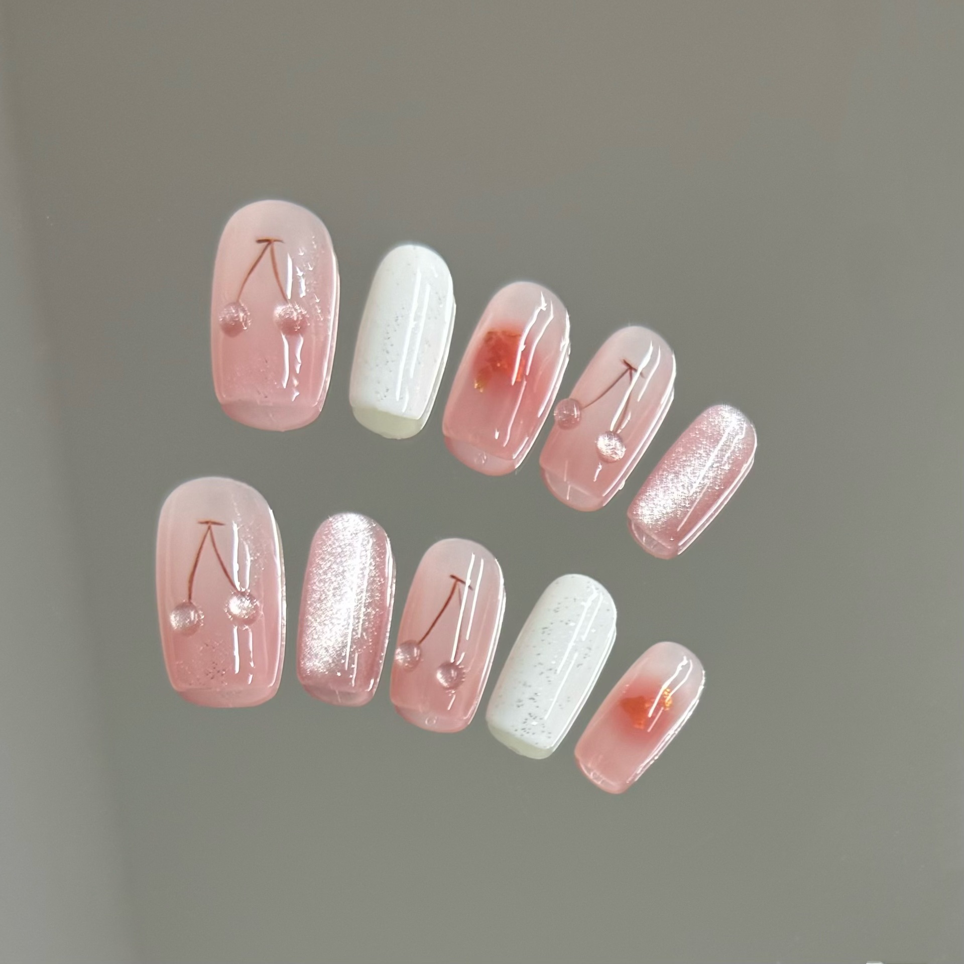 10pcs Pink Cat-Eye Handmade Na - Nail Art Full Cat Eye avis et prix