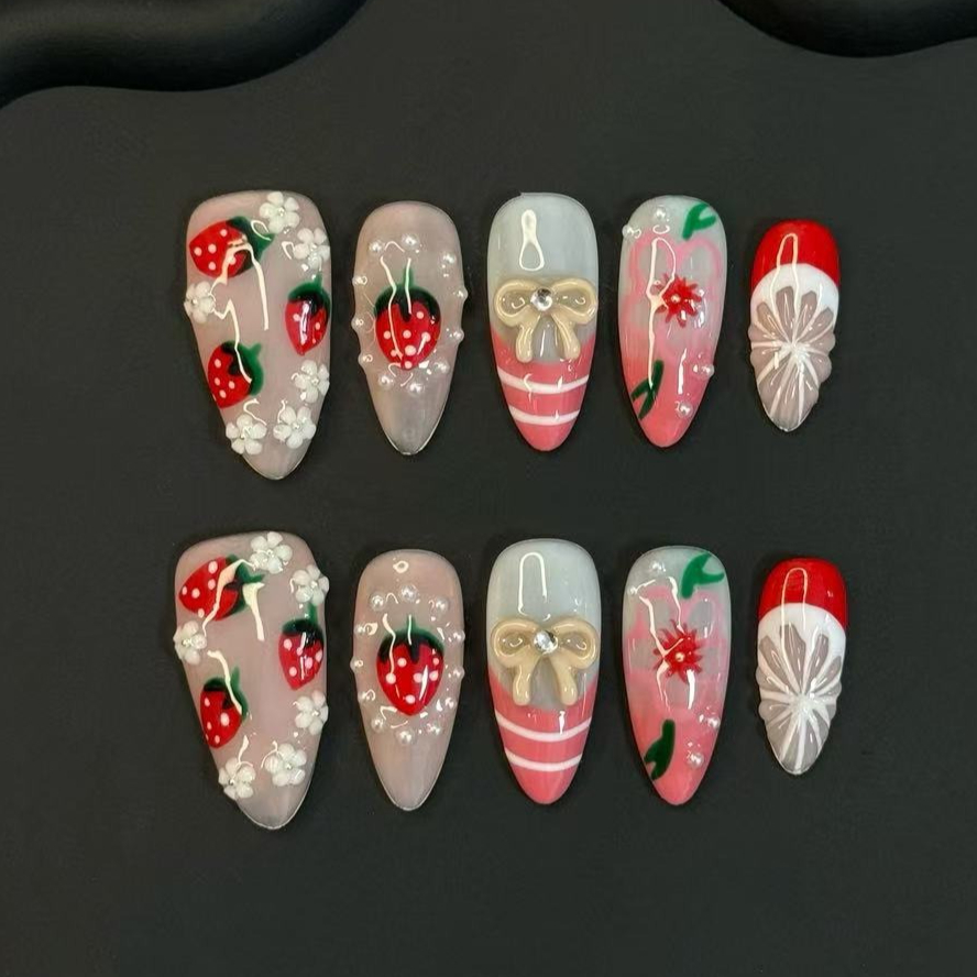 10Pcs Summer Lovely  Red Straw - Nail Art Love avis et prix